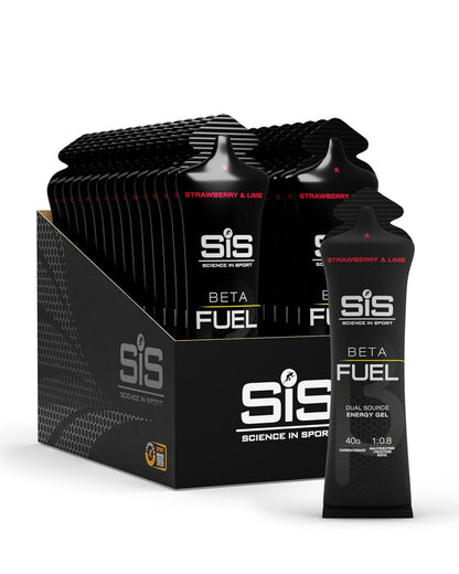 SIS Beta Fuel Gel Energético de Doble Fuente 40g Carbohidratos - Fresa y Lima - Pack of 30