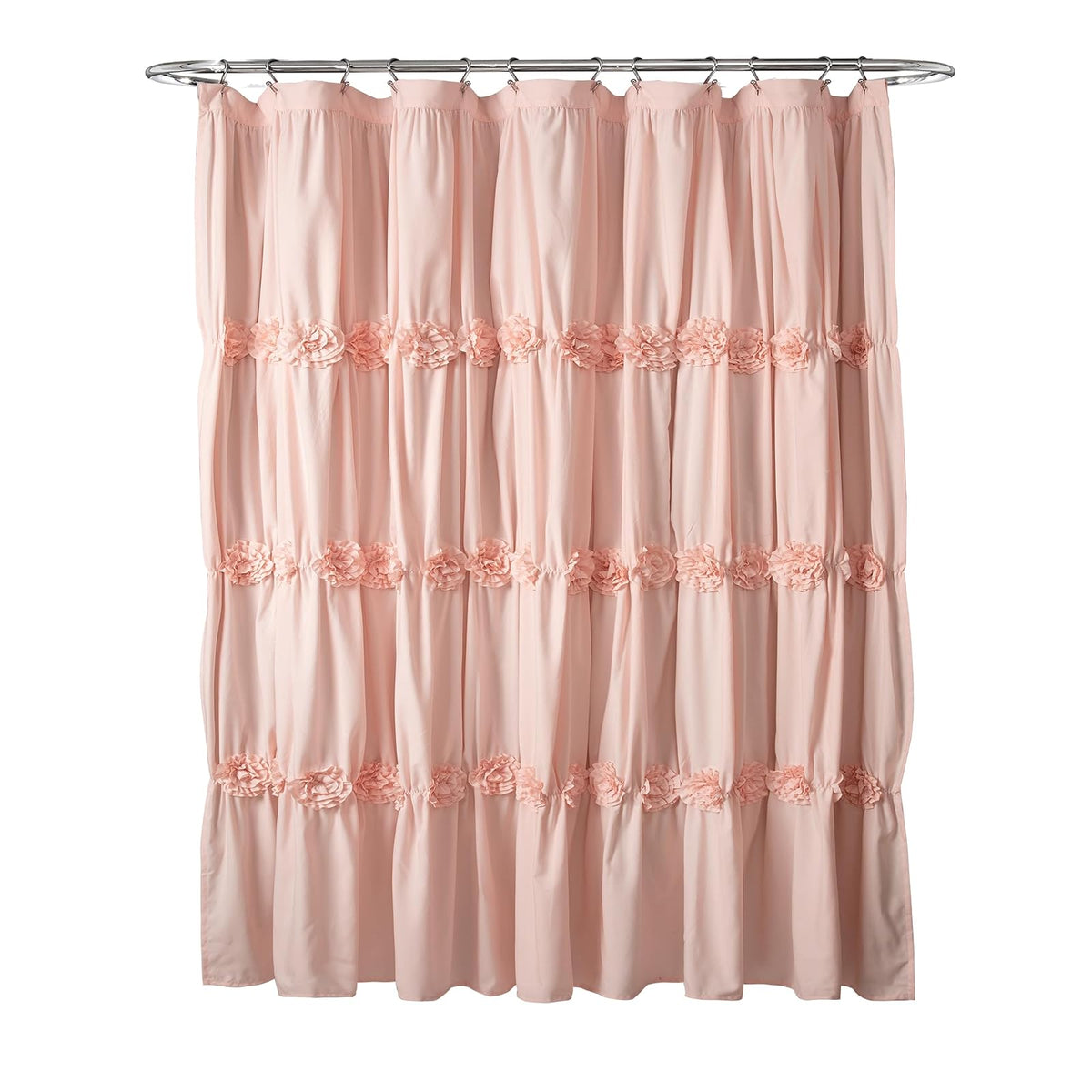 Lush Decor Darla Cortina de Ducha de baño Floral Fruncida, 72 x 72 Pulgadas, Color Rubor