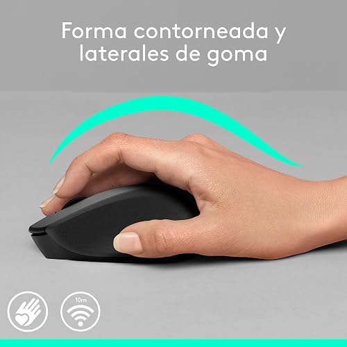Logitech M280 Mouse Inalámbrico, 2.4 GHz, Nano Receptor USB, Seguimiento Óptico, Resolución 1000 dpi, 3 Botones, Batería de 18 Meses, Compatible con PC, Mac, Laptop, Chromebook - Negro