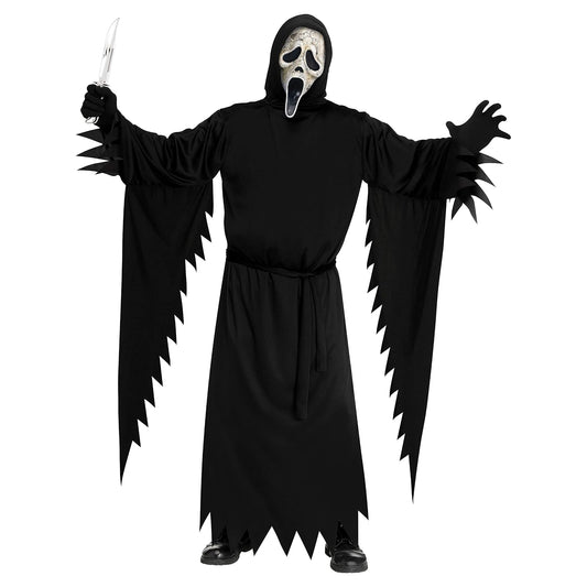 Fun World Ghost Face® Disfraz de adulto envejecido, talla única, Negro/Blanco, Estándar Talla única