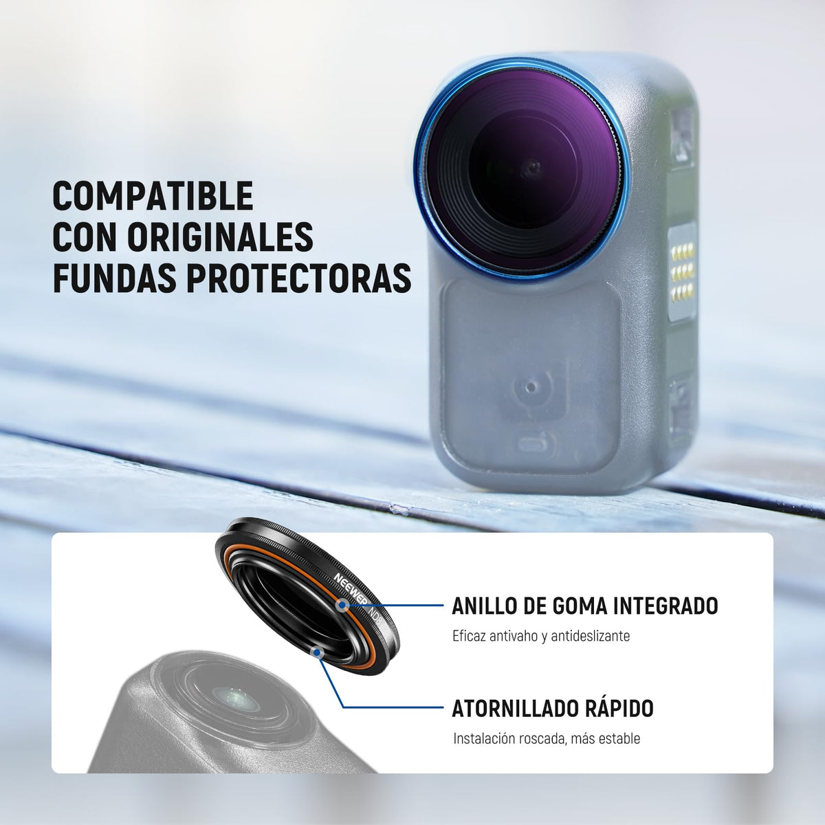 NEEWER Filter Set ND Compatible con dji Osmo Nano (ND8/16/32/64/UV/CPL), Atornillar Cámara Acción Filtro Objetivo Multicapa Cristal Óptico Accesorios Templado Cristal Protector Pantalla, 6 Paquetes