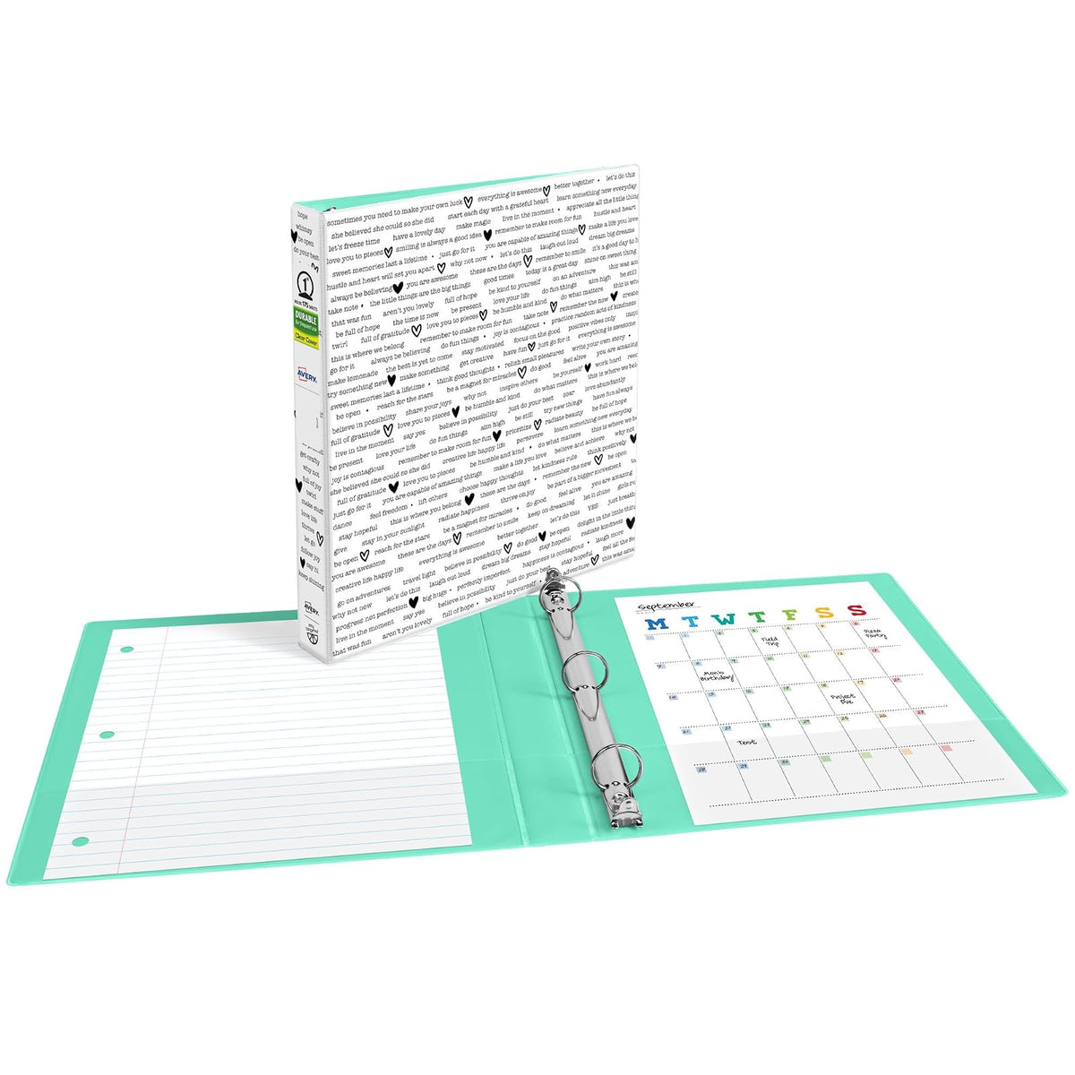 Avery + Amy - Carpeta de anillas redondas de 2.5 cm, capacidad para 175 hojas, carpeta, Find Inspiration, 1 Binder