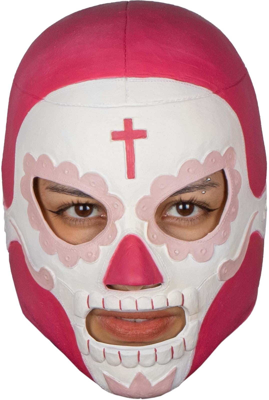 REV Máscara De Luchador Mexicano Rey Mictlán Para Adulto, Diseño Calavera Rosa Enmascarado De Lucha Libre, Ideal Para Halloween, Eventos Deportivos, Cosplay, Porras Y Partidos