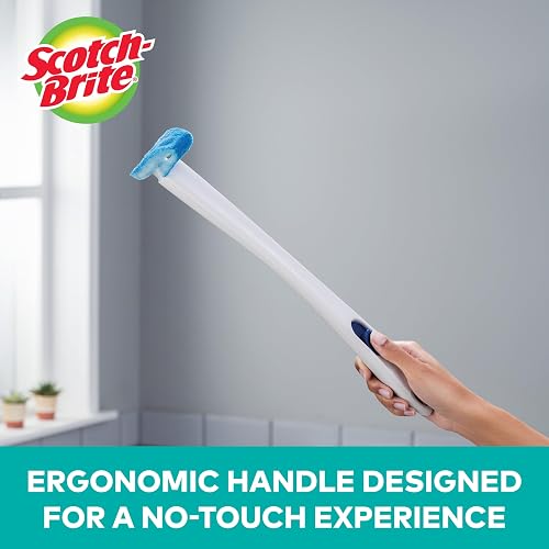 Scotch-Brite Disposable Toilet Scrubber Cleaning System with Built-in Bleach Alternative Cleaner, Easily Scrubs Under the Rim, 1-Handle with Storage Caddy + 5-Disposable Refills