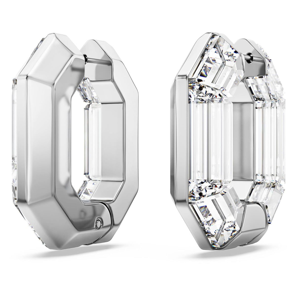 Swarovski Lucent Kreolen, Blaue Statement Ohrringe mit Geschliffenem Swarovski Kristall