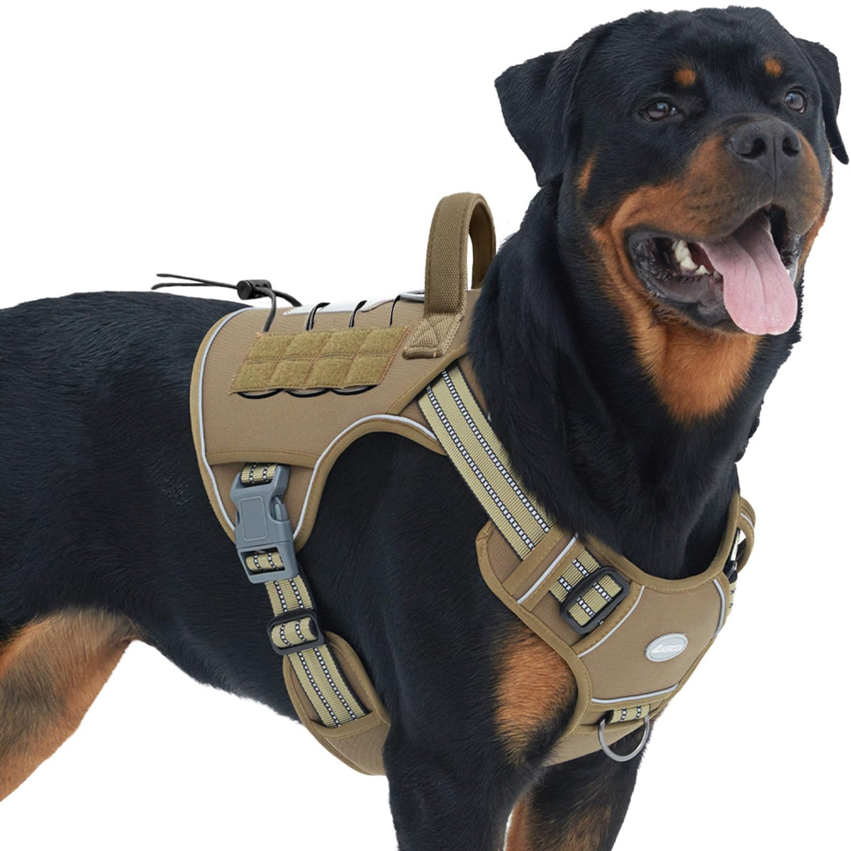Auroth Arnés Táctico para Perro, Sin Tirones, Reflectante, Ajustable - army amarillo - L