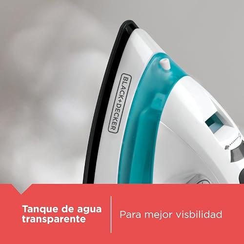 Black+Decker Plancha de Vapor 1100W con Suela Antiadherente, IRBD100 | Golpe de vapor y rocío fino para arrugas díficiles
