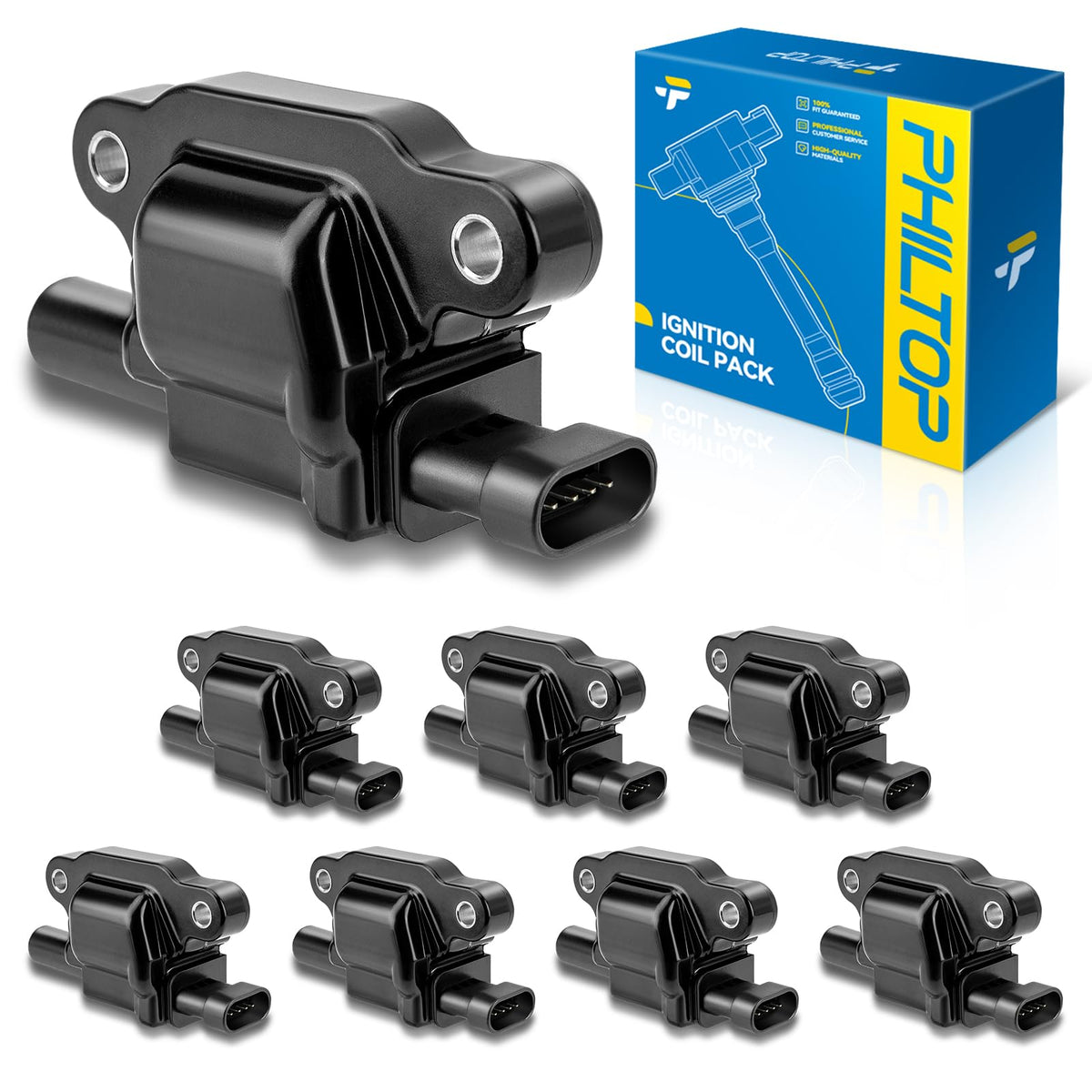 PHILTOP IGC213 Paquete de Bobinas de Encendido UF413 para Chevrolet Yukon/Silverado/Tahoe/Suburban/Corvette/Camaro GMC Sierra/Envoy CTS GTO