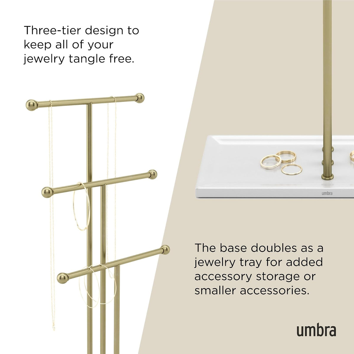 Umbra Trigem Soporte de joyería, Blanco/Latón