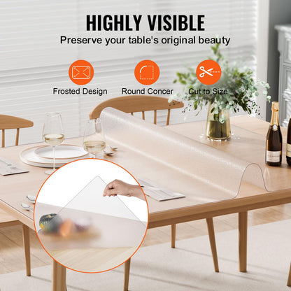 VEVOR Mantel Rectangular Transparente Esmerilado 914x1524 mm Grosor de 1,5 mm Película de PVC para Mesa Impermeable Fácil de Limpiar Protector de Mesa para Oficina, Cocina, Restaurante, Comedor