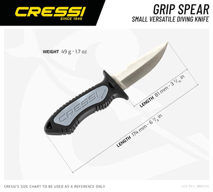 Cressi Versatile Diving Knife for Scuba, Snorkeling, Spearfishing | The Grip