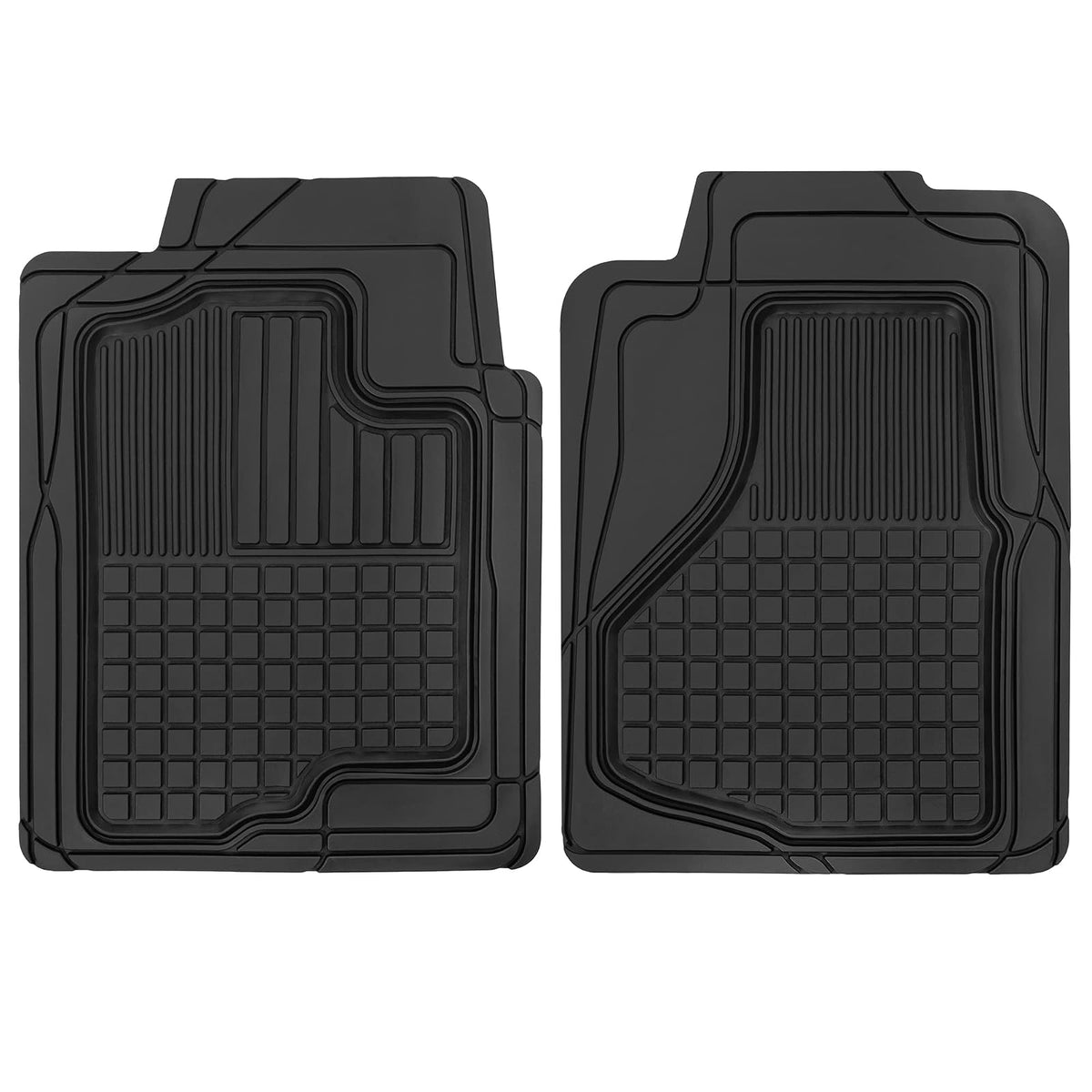 Motor Trend MT-150-GR - Alfombrilla de Goma Semi Personalizada para Todo Tipo de Clima, Color Gris, Negro, 2 Front