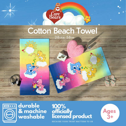 Franco Care Bears Rainbow Kids Toalla de baño, Piscina y Playa de algodón súper Suave, 58 x 28 Pulgadas, (Producto Oficial con Licencia)