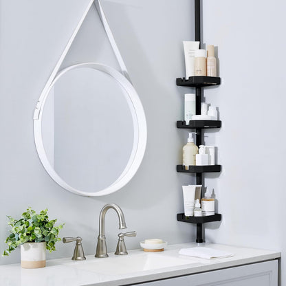 Bath Bliss - Estantería de Ducha de 4 Niveles de tensiones en Esquina, Ajustable de 48 a 101 Pulgadas, Organizador de baño para Tina y Ducha, Capacidad para Botellas Grandes, jabón, champú, paños de