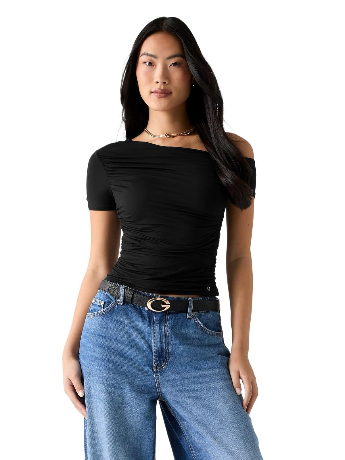 Guess Top Jaide de Manga Corta con Fruncido
