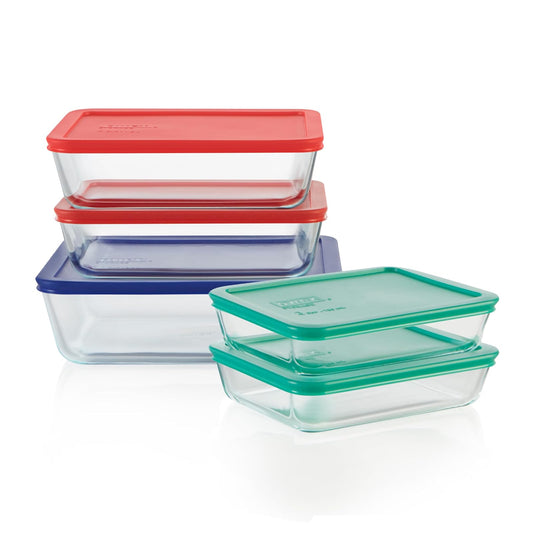Pyrex - Recipiente para alimentos (cristal), 10 piezas, 1