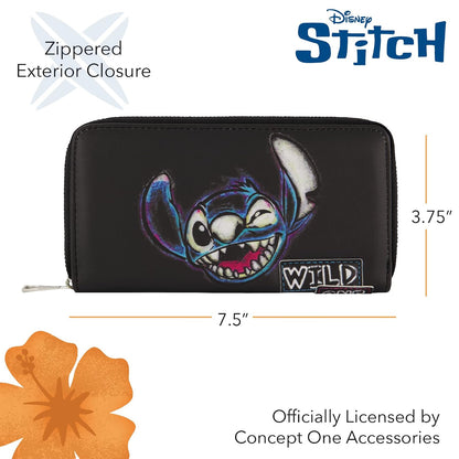 Disney Concept One Lilo and Stitch portafolios con cierre, cierre alrededor de la portafolios, color negro
