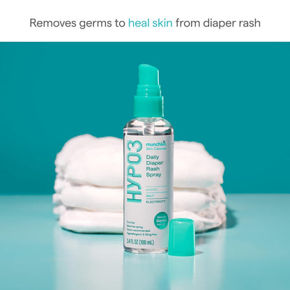 Munchkin® HYP03™ - Spray de ácido hipocloroso para la cara y el cuerpo, elimina los gérmenes que causan erupciones y ayuda a promover la curación, suave para pieles sensibles y propensas a eczema,