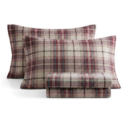 Eddie Bauer - Juego de sábanas de Franela de algodón, Cepillado para Mayor suavidad, decoración acogedora del hogar (Montlake Plaid, Queen)