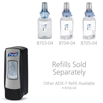 PURELL ADX-7 Dispensador de desinfectante de manos estilo empuje, cromo/negro, para repuestos de desinfectante PURELL ADX-7 700 ml (paquete de 1) – 8728-06