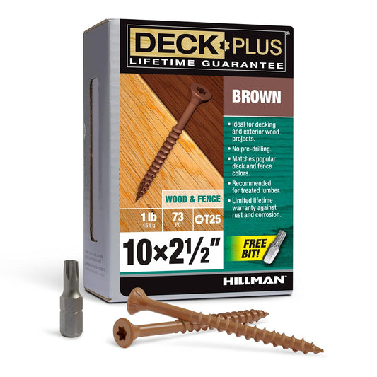 Deck Plus Tornillos De Madera Exterior Recubiertos De Epoxi #10 | 2-1/2 Pulgadas, Torx/Star Drive, Rosca Gruesa, Resistente A La Corrosión