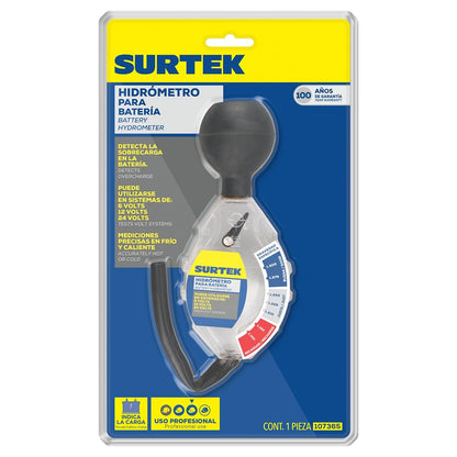 Surtek 107365 Hidrómetro para batería, capacidad 1100 - 1300 g/cm2