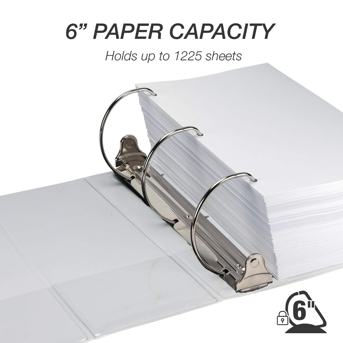 Samsill Carpeta duradera de 3 anillas de 6 pulgadas, fabricada en Estados Unidos, con anillo en D FSC 100% reciclado aglomerado, blanco, paquete de 2