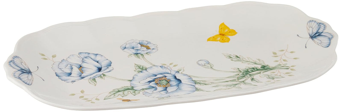 Lenox Butterfly Meadow - Bandeja rectangular para sándwiches | Acabado blanco, apto para lavaplatos | 37,47 cm de largo | Entretenimiento floral, bandeja de alimentos, regalo para mujer