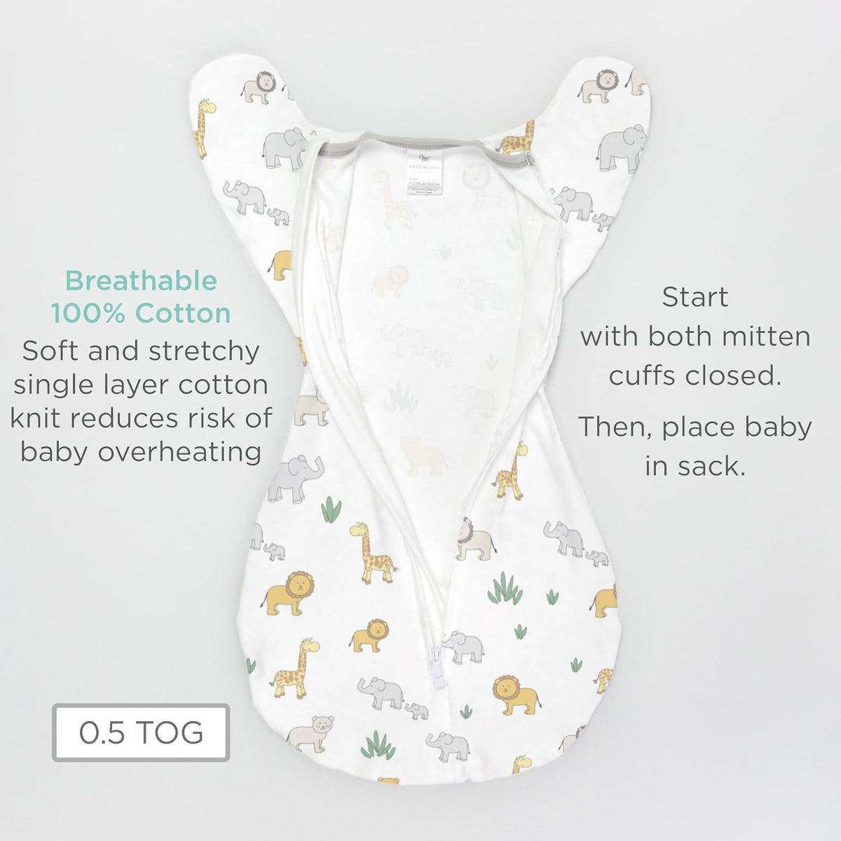 Amazing Baby Saco de Transición para Bebé Mangas Medias Pequeño 6-14 Libras