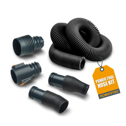 POWERTEC 70355 Kit de manguera de recogida de polvo | Manguera de 10 pies con 1 conector rápido de 2-1/4 pulgadas a 2-1/2 pulgadas OD y 2 accesorios para herramientas eléctricas de carpintería,