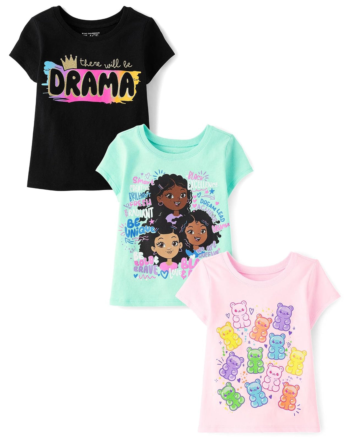 The Children's Place - Camisetas de Manga Corta para Uso Diario variadas para bebés y niños pequeños, multipaquetes