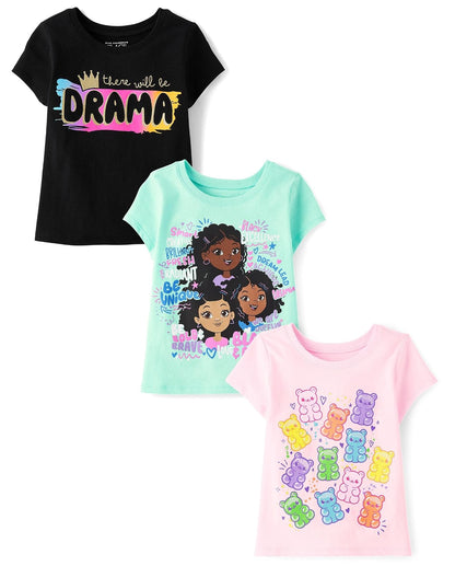 The Children's Place - Camisetas de Manga Corta para Uso Diario variadas para bebés y niños pequeños, multipaquetes