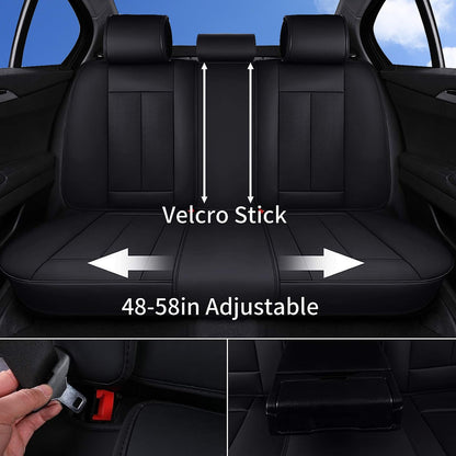 Coverado 8805PU Juego Completo de Fundas de Asiento de Automóvil de Piel Nappa Impermeable Delantero y Trasero, Negro