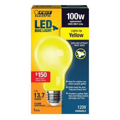 Feit Electric Foco LED para Exteriores A19, Equivalente a 60 W - Luz LED para insectos de 100 W
