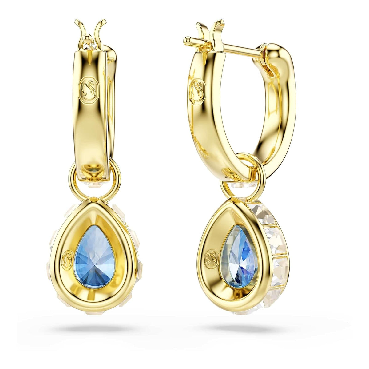 Pendientes Chroma, Talla pera, Azules, Acabado en oro de 18 quilates