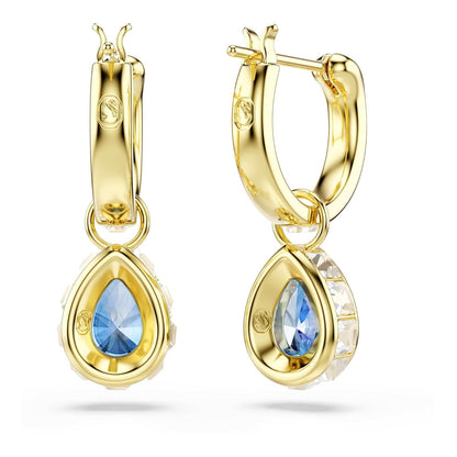 Pendientes Chroma, Talla pera, Azules, Acabado en oro de 18 quilates