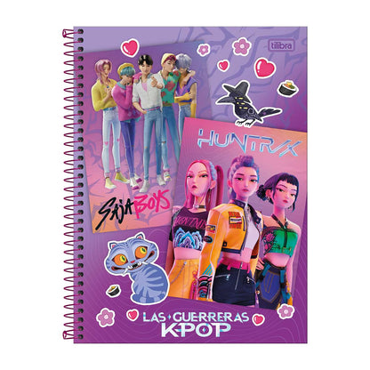 Tilibra Cuaderno Profesional con Espiral de 160 hojas a Raya, Guerreras K-pop Huntrix y Saja Boys. P7275