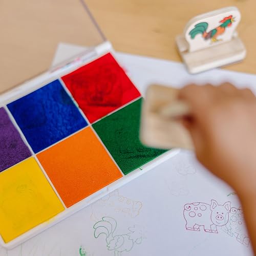 Melissa & Doug Almohadilla de Tinta Arco Iris para Sellos, Artes y Manualidades, Tinta Lavable, 6 Colores