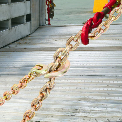 VEVOR Cadenas de Transporte con Ganchos Cadenas de Remolque G80 Capacidad de Carga de 3220 kg 9,53mm x 6m Recubrimiento Galvanizado Acero al Manganeso para Sitio de Construcción, Muelle, Fábrica