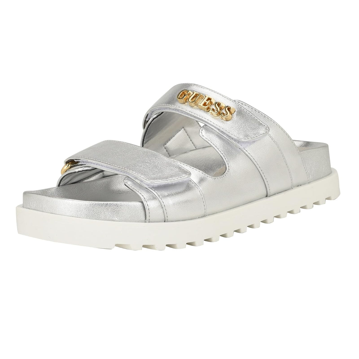 Guess Fabulon Sandalias de Doble Correa para Mujer - 25.5 cm - plateado (Silver 040)