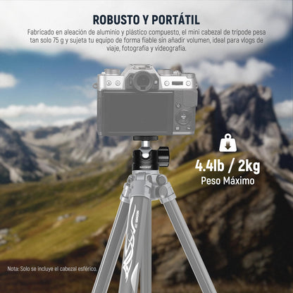 NEEWER BÁSICO Mini Rótula, Adaptador Montaje para Trípode Portátil con Tornillo 1/4" para Cámara Acción DSLR Compacta, Aro Luz LED, Monopié Deslizante, Carga Máx 2 kg, 60° Swivel & 90° Tilt, GM01
