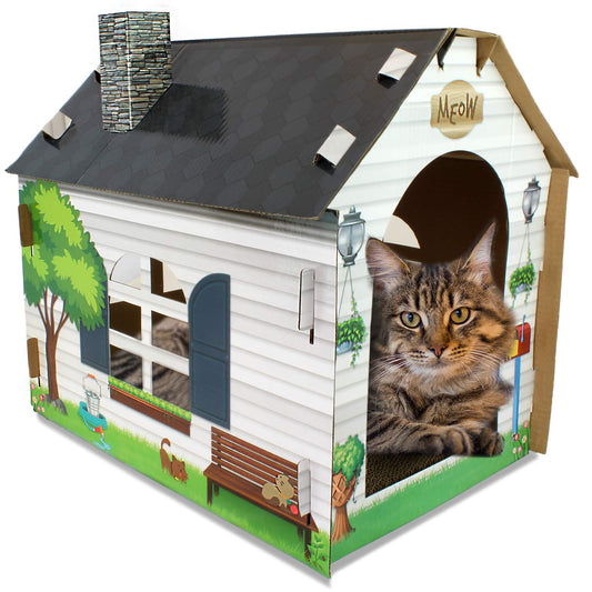 ASPCA Casa de Juegos de cartón para Gatos con rascador de Gatos, 19 Pulgadas de Largo x 13 Pulgadas de Ancho x 17 Pulgadas de Alto