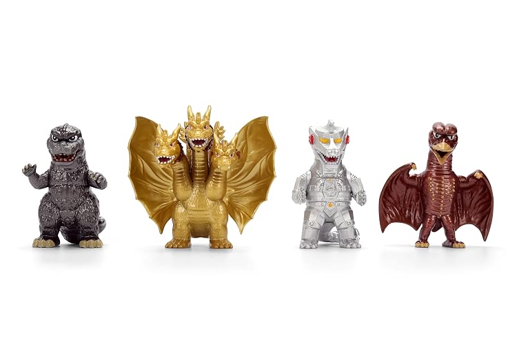Jada Godzilla Metalfigs Paquete de 4 Cifras coleccionables Toho Monsters Escala de 2.5 Pulgadas – Godzilla, Mechagodzilla, Ghidorah, Rodan Toys