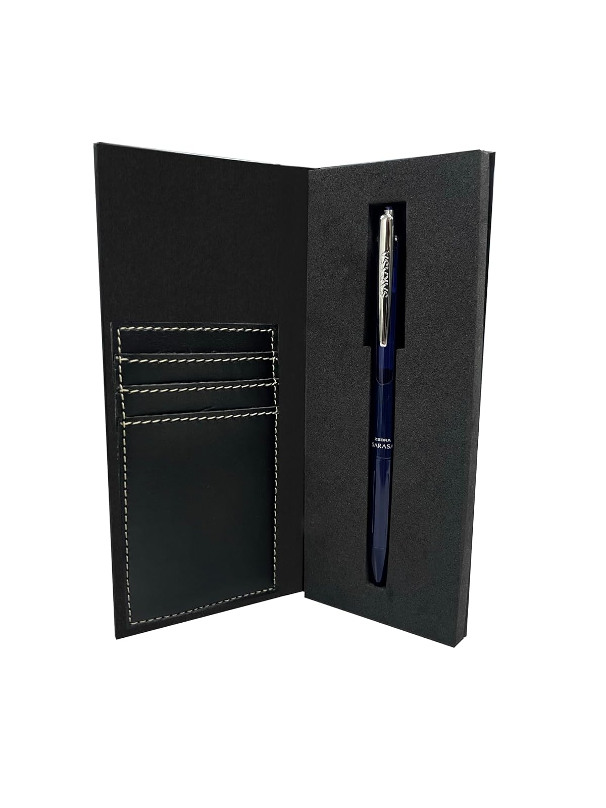 Zebra Bolígrafo Sarasa Grand Acero Inoxidable con Tarjetero - Azul