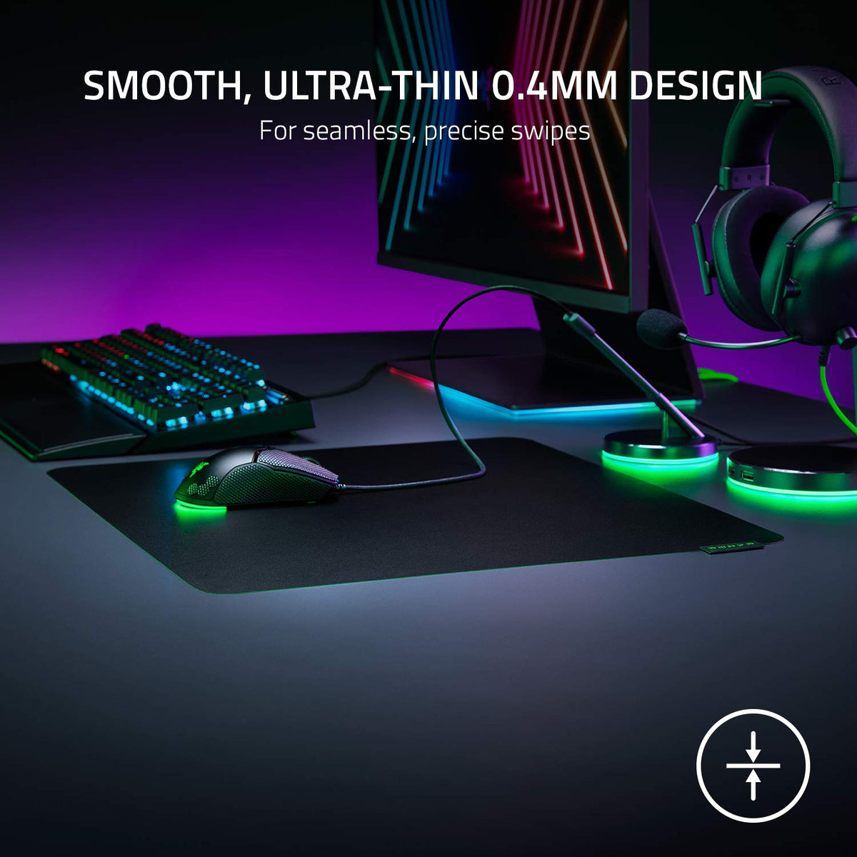 Razer Sphex V3 Alfombrilla de Mouse Dura para Juegos: Factor de Forma Ultrafino, Estructura de policarbonato Resistente, Base Adhesiva, Grande