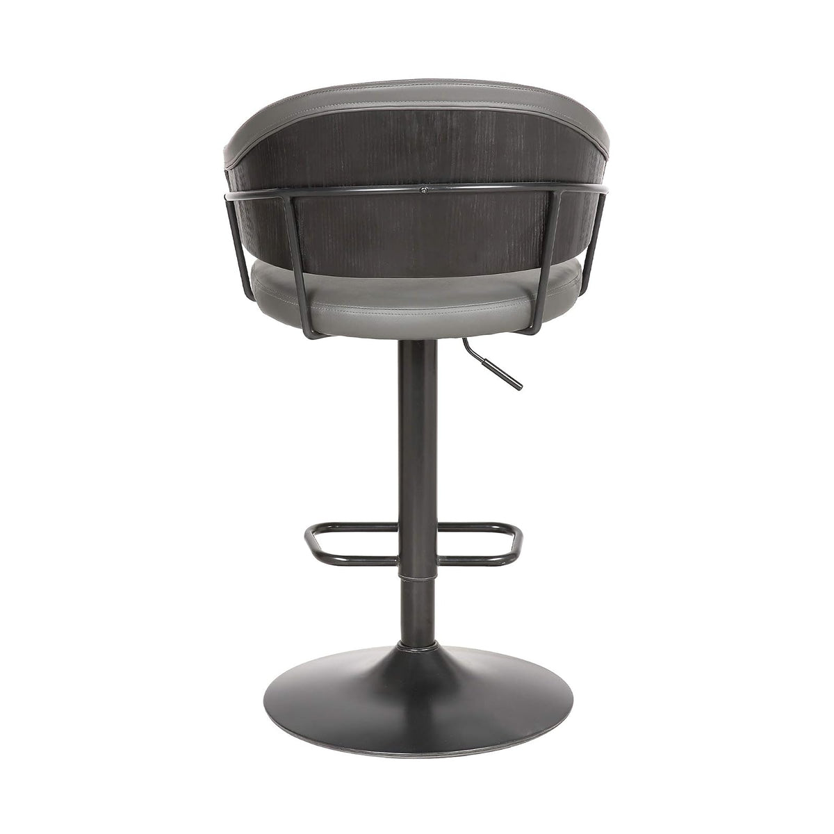 Armen Living Brody Taburete Giratorio de Piel sintética, Ajustable, Gris/Negro