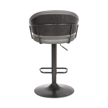 Armen Living Brody Taburete Giratorio de Piel sintética, Ajustable, Gris/Negro