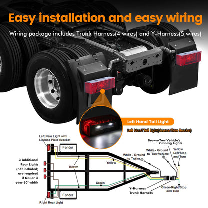 MaxxHaul 70468 12V LED Low Profile Submersible Rectangular Trailer Light Kit
