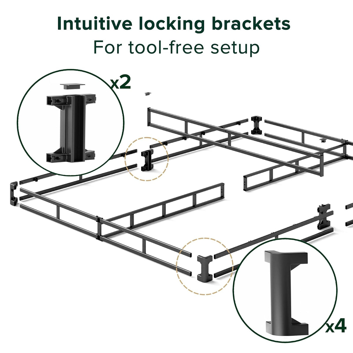 Zinus WonderBox (TM) - Resorte de Caja Inteligente de 5 Pulgadas, Base de colchón de Montaje rápido, Marco de Metal Duradero, King, Gris