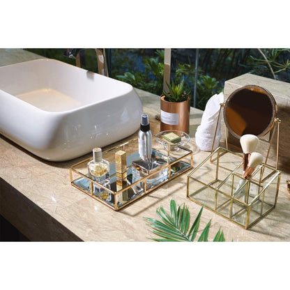 PuTwo Organizador, Tray, 1 | Bandeja de oro para joyería, organizador de perfumes, bandeja de maquillaje para cambiador, baño, recámara